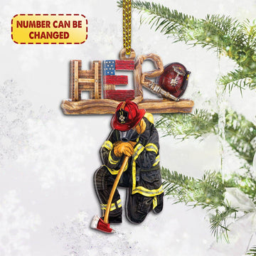 Joycorners Personalized Firefighter Christmas Acrylic Ornament Hero Firefighter Knew Acrylic Ornament 2D Flat LM1811