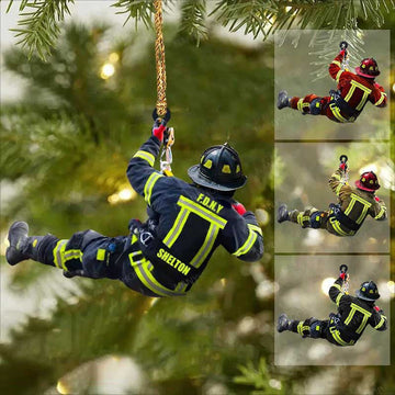Joycorners Personalized Firefighter Christmas -Two Sided Ornament for Fireman, Gift for Dad and Mom Christmas Firefighter Ornament 2D Flat LM1811