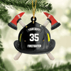 Joycorners Personalized Firefighter's Helmet Flat Acrylic Ornament for Fireman, Axe Firefighter Christmas Ornament for Him 2D Flat LM1811