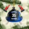 Joycorners Personalized Firefighter's Helmet Flat Acrylic Ornament for Fireman, Axe Firefighter Christmas Ornament for Him 2D Flat LM1811