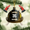 Joycorners Personalized Firefighter's Helmet Flat Acrylic Ornament for Fireman, Axe Firefighter Christmas Ornament for Him 2D Flat LM1811