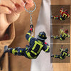 Joycorners Personalized Firefighter Christmas -Two Sided Keychain Gift for Dad Firefighter Acrylic Flat Keychain 2D Flat LM1811