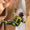 Joycorners Personalized Firefighter Christmas -Two Sided Keychain Gift for Dad Firefighter Acrylic Flat Keychain 2D Flat LM1811
