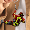 Joycorners Personalized Firefighter Christmas -Two Sided Keychain Gift for Dad Firefighter Acrylic Flat Keychain 2D Flat LM1811