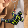 Joycorners Personalized Firefighter Christmas -Two Sided Keychain Gift for Dad Firefighter Acrylic Flat Keychain 2D Flat LM1811
