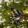 Joycorners Personalized Firefighter and Fire Extinguisher Christmas Ornament for Fireman, US Flag Firefighter Ornament 2D Flat LM1811