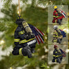 Joycorners Personalized Firefighter and Fire Extinguisher Christmas Ornament for Fireman, US Flag Firefighter Ornament 2D Flat LM1811