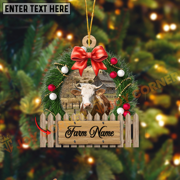 Joycorners Simmental Christmas Wreath Custom Shape Acrylic Ornament