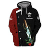 Joycorners Chef Custom Tee Shirt Chef Knife Tattoo 3D Shirts Cook Tshirt Chef Uniform Black & Red