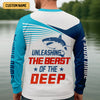Joycorners Deep Blue Shark Attack, Unleashing The Beast Of The Deep Fishing UPF Shirts, Mens Fishing Shirts Long Sleeve