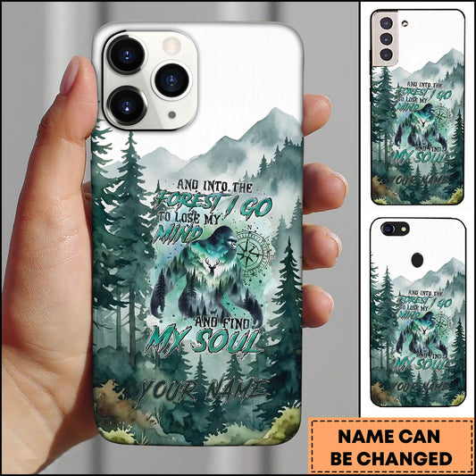 Joycorners Artist Hunting - Into The Forest Bigfoot Watercolor Mountains Personalized Name Phone Case