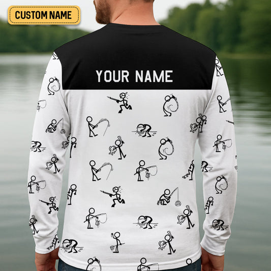 Joycorners Funny Stick Figure Fishing Pose SPF Shirt For Men, Funny Fishing Shirt, Fishing Shirts For Men