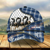 Joycorners Blue Plaid Pattern Cows, Custom Name Cattle Cap (8 Cattle Breeds)