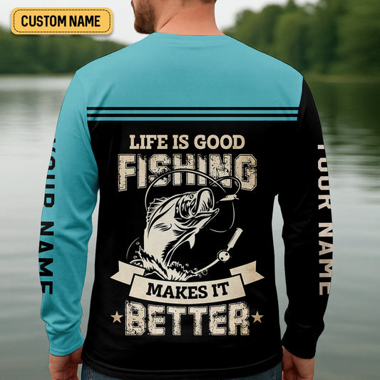 Joycorners Monster Fishing Shirt, Life Is Good Fishing Makes It Better SPF Shirts, Fishing Shirts For Men, Fisherman Gift
