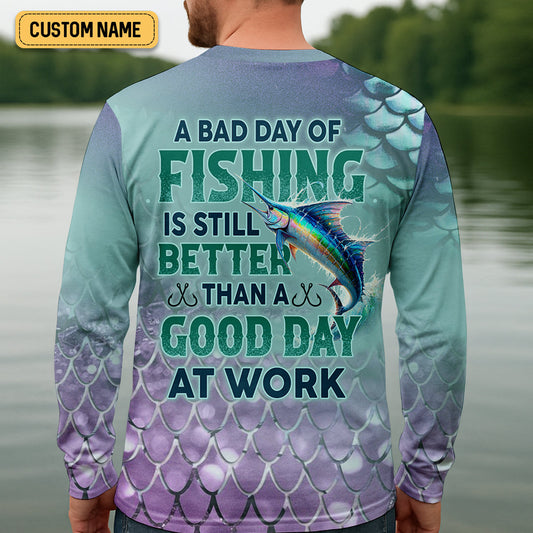 Joycorners A Bad Day Of Fishing Is Still Better Than A Good Day At Work SPF Shirt, Funny Fishing Shirt, Fishing Shirts For Men