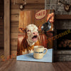 Joycorners Cattle Cow Funny Hereford Cow Drinking Coffee In Diner Personalized Name Canvas