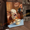 Joycorners Cattle Cow Funny Hereford Cow Drinking Coffee In Diner Personalized Name Canvas