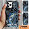 Joycorners Fishing Phone Case Dark Hexagon Texture Smoke Blue Art Personalized Name Phone Case (8 Fish Species)