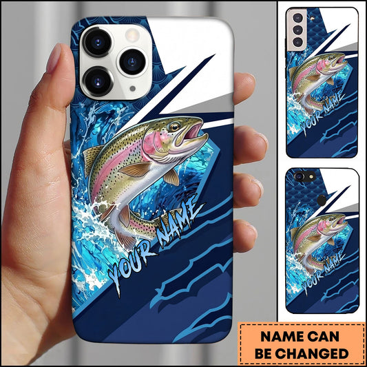 Joycorners Trout Dynamic Lightning Slash Blue White Sport Design Personalized Name Phone Case