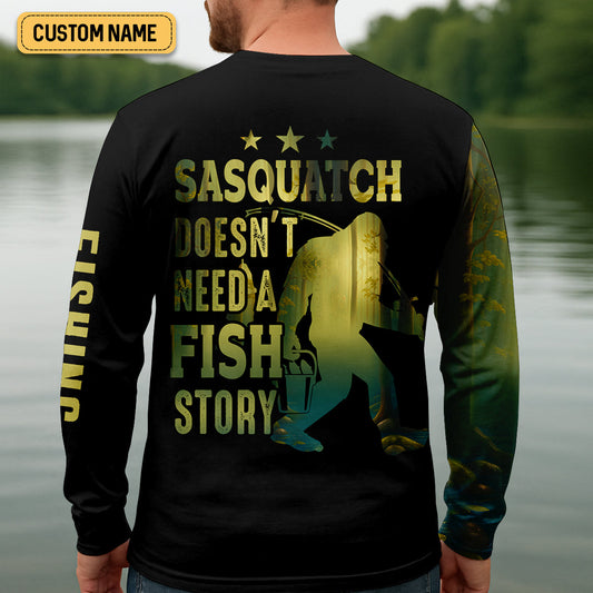 Joycorners Sasquatch Doesn't Need A Fish Story Funny Fishing Shirt SPF Shirt For Men, Funny Fishing Shirt, Fishing Shirts For Men