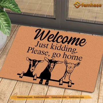 Joycorners Goat Doormat, Welcome Just Kidding Go Home Gift For Goat Lovers, New Home Gift, Housewarming Gift, Goat Decor LM0210