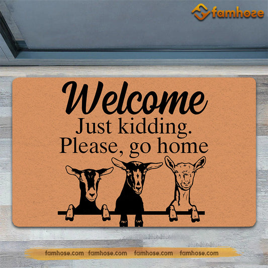 Joycorners Goat Doormat, Welcome Just Kidding Go Home Gift For Goat Lovers, New Home Gift, Housewarming Gift, Goat Decor LM0210