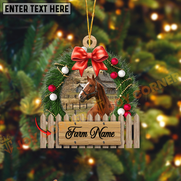 Joycorners Horse Christmas Wreath Custom Shape Acrylic Ornament