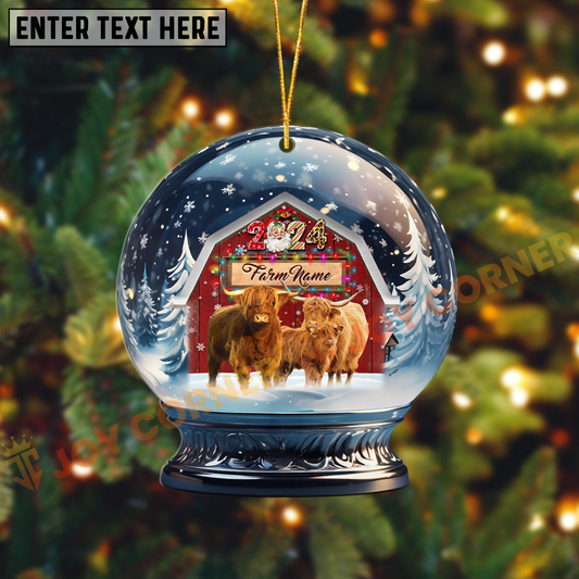 Joycorners Highland Christmas Snowball Farm Custom Shape Acrylic Ornament
