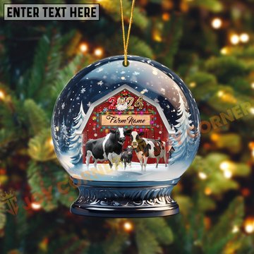 Joycorners Holstein Christmas Snowball Farm Custom Shape Acrylic Ornament