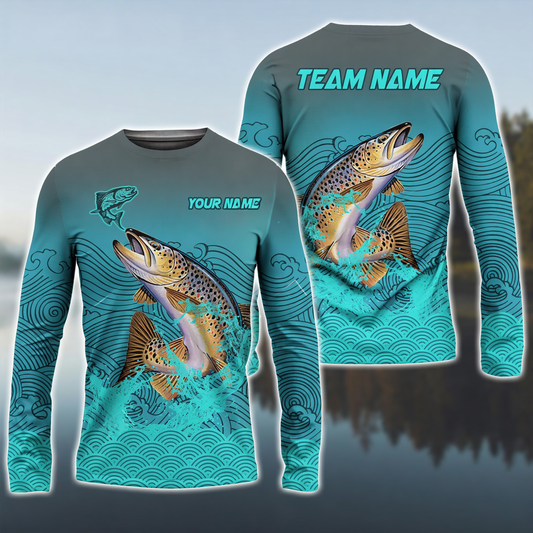 Joycorners Trout Fishing Personalized Name And Team Name 3D Long Sleeve Shirt