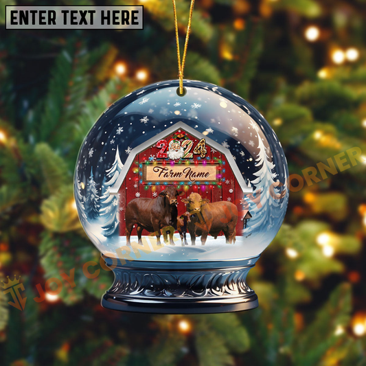 Joycorners Beefmaster Christmas Snowball Farm Custom Shape Acrylic Ornament