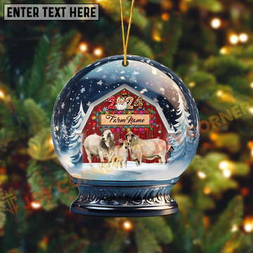 Joycorners Brahman Christmas Snowball Farm Custom Shape Acrylic Ornament