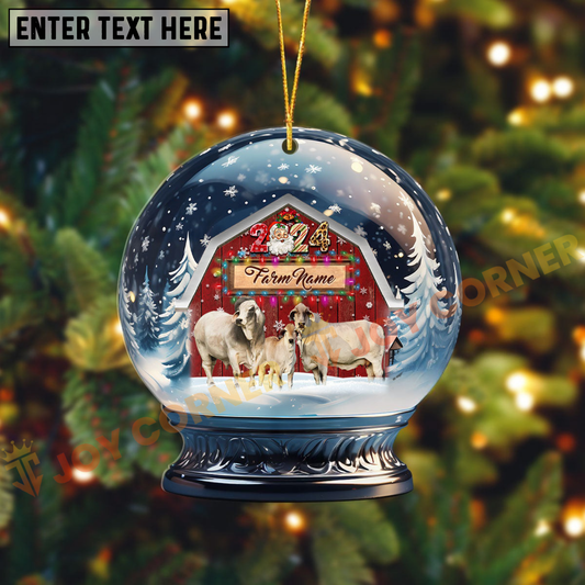 Joycorners Brahman Christmas Snowball Farm Custom Shape Acrylic Ornament