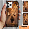 Joycorners Artist Hunting Moose Golden Autumn Birch Forest Sunset Personalized Name Phone Case