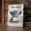 Joycorners Cattle Cow Funny Highland Cow In Bathroom Holding Toilet Paper Personalized Name Canvas
