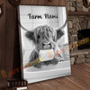 Joycorners Cattle Cow Funny Highland Cow In Bathroom Holding Toilet Paper Personalized Name Canvas