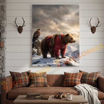 Joycorners Alpine Explorer Bear Snow Mountain Canvas
