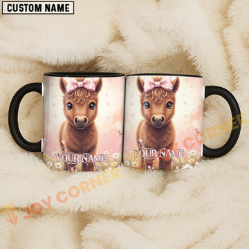 Joycorners Cute Pony Pink Bow Custom Name Mug