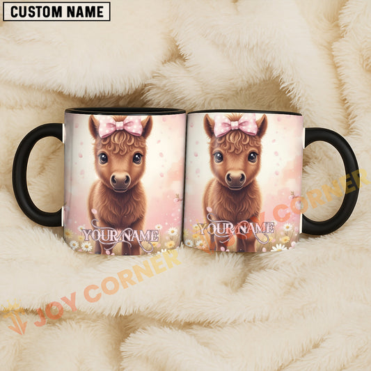 Joycorners Cute Pony Pink Bow Custom Name Mug