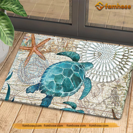 Joycorners Turtle Doormat, Turtle In The Mystery Sea Map Gift For Turtle Lovers, New Home Gift, Housewarming Gift, Turtle Decor LM0210