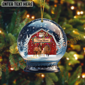 Joycorners Horse Christmas Snowball Farm Custom Shape Acrylic Ornament