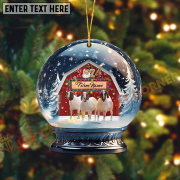 Joycorners Goat Christmas Snowball Farm Custom Shape Acrylic Ornament
