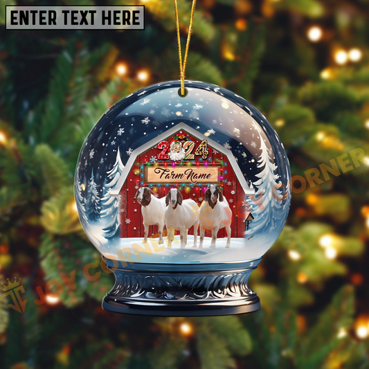 Joycorners Goat Christmas Snowball Farm Custom Shape Acrylic Ornament