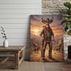 Joycorners Cowboy Deer Standing in Sunset Western Town Wrapped Canvas