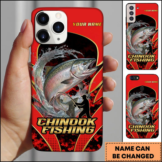 Joycorners Chinook Fishing Jumping Water Fisherman Silhouette Personalized Name 3D Phone Case