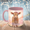 Joycorners Cute Jersey Calf Pink Bow Personalized Mug
