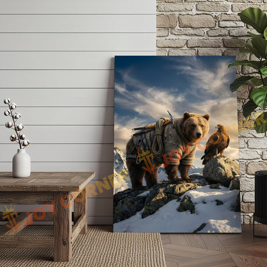 Joycorners Epic Mountain Bear Explorer Wilderness Canvas