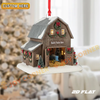 Joycorners Merry Christmas Farm Tractor Barn Ornament, Custom Name Acrylic Ornament