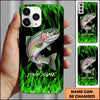 Joycorners Neon Green Flame Black Background Art Personalized Name Phone Case (8 Fish Species)