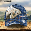 Joycorners Blue Plaid Pattern Cows, Custom Name Cattle Cap (8 Cattle Breeds)